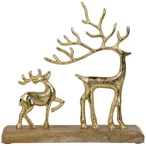 Ensemble de figurines de cerfs en laiton plaqué or, décoration de Noël, sculpture animale, artisanat de moulage, ornement métallique - Product Image 6