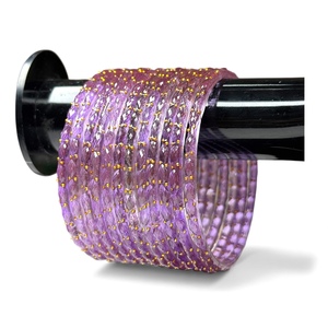 Hot Lavender Purple Gold Plated Imitation Pearl Geometric Trendy Wedding Glass <b>Bangle</b> Bulk Lot Festive Wear Ready to Ship - Product Image 5