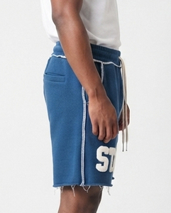 Pantalones Cortos Bermuda de Algodón Azul para Hombre, Tejidos, con Logotipo Bordado Stay Ready, Cintura con Cordón, Bolsillos, Estilo Casual - Product Image 5