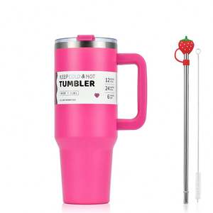 Bouteille de sport isotherme en acier inoxydable de grande capacité 40 oz, tasse de voiture portable avec paille - Product Image 6