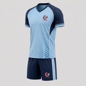 Fly Humble Men's Soccer Jersey Set Light Blue Navy V-Neck Short Sleeve Moisture Wicking <b>Athletic</b> Fit All Seasons Sublimated Prin - Product Image 3
