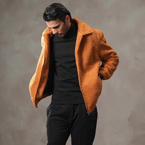 2026 New Men's <b>Fleece</b> <b>Jacket</b> Navy Stand Collar Casual Winter Breathable Windproof Zipper Pocket Cotton <b>Lining</b> - Product Image 1