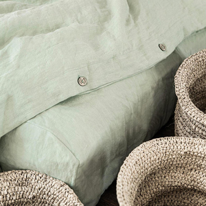 rench Linen <b>Bedding</b> Sets Navy Blue Flax Linen Duvet Cover and Pillowcase Sheet Sets 5Pcs - Product Image 4