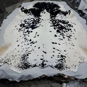Exotic Cowhide Leather Mat Black Brown White Tricolor Pattern for Unique Wall Art Photography Props and Artistic Craft Projects - Product Image 1