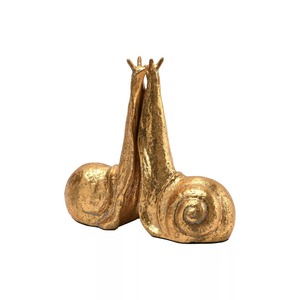 Serre-livres en forme d'escargot plaqué or, 9 pouces, décoration sculpturale bohème, 2 pièces - Product Image 6