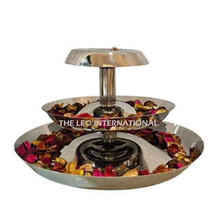 Support à gâteau rond en marbre noir décoratif de luxe avec base en métal doré à motif de feuilles, support à gâteau pour mariage, moule en résine époxy - Product Image 2