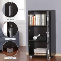 Armoire de rangement minimaliste à 3 niveaux grande capacité avec pieds verrouillables, construction en aggloméré MDF, montage facile, mobilier pour la maison et l'hôtel