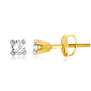 Boucles d'oreilles pour femmes en or jaune 14 carats avec diamants ronds taille brillant certifiés de laboratoire, couleur H, style classique - Product Image 3