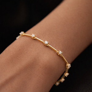 10K Solid Gold Diamond Tennis Bracelet <b>Infinity</b> Design Minimalist Luxury Engagement & Wedding Jewelry - Product Image 2