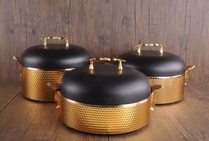 Ensemble de casseroles de luxe en acier inoxydable noir et or avec couvercle, chauffe-plats de buffet, pots de service, vaisselle de cuisine pour la restauration - Product Image 5