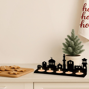 CIFbuy Lanterna Vintage in Metallo da Tavolo, Decorazione Romantica per la Casa con Sfondo Urbano, Illuminazione d'Atmosfera Portatile - Product Image 2