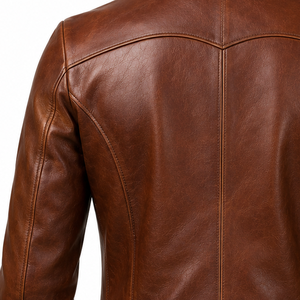 Vintage Inspired <b>Men's</b> Genuine <b>Leather</b> <b>Jacket</b> Classic Biker Design Premium Full Grain <b>Leather</b> Fashion Outerwear Wear - Product Image 3