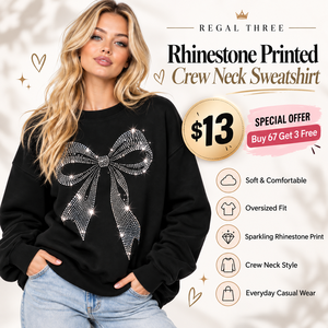 100% Cotton Fleece Crew Neck Sweatshirt Ladies Rhinestone Printed Drop Shoulder Sweat Top Oversized <b>Baggy</b> Sweat <b>Shirts</b> Ladies - Product Image 1