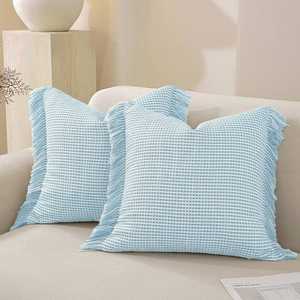 100% Cotton Woven Fringe Decorative Cushion Cover | Handmade American Throw Pillow Cover Tassels Eco-Friendly Washable Zipper - Product Image 1