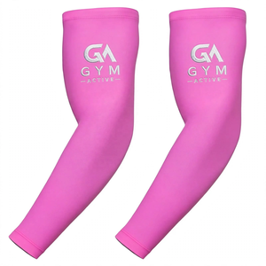Mangas Deportivas GYM ACTIVE para Hombre, Color Rosa, Poliéster, UPF50+, Color Sólido, Estampado, Largo hasta el Codo, para Todas las Temporadas - Product Image 1
