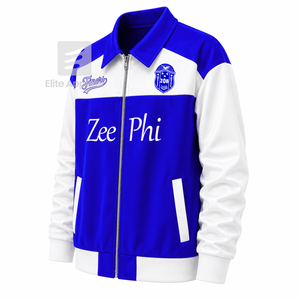 Custom Zeta Phi Beta Sorority Windbreaker embroidered logo blue & <b>white</b> Casual Style for female with polyester lining - Product Image 2