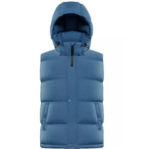 Veste d'hiver décontractée pour homme de qualité, en duvet, à manches courtes, avec capuche, en toile, pour l'extérieur - Product Image 1