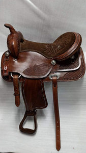 Sillín de caballo tallado antiguo de cuero genuino hecho a mano de alta calidad Western Pleasure Trail Riding disponible al por mayor a granel - Product Image 3