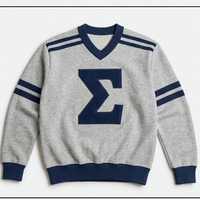 Pull en maille col V Sigma Fraternity pour homme, 100 % coton, bordeaux, lettres brodées dorées sur le devant, style preppy, automne