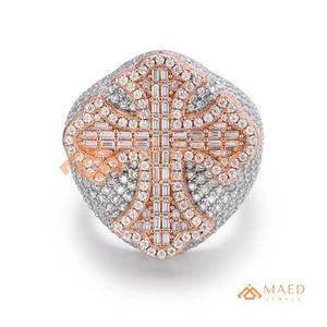 <b>Mens</b> Round and Baguette Cut Moissanite <b>Ring</b> Rose Gold Hip Hop Fashion Jewelry Stylish Band <b>Ring</b> - Product Image 5