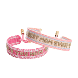 Bracelet personnalisé brodé avec la lettre « Meilleure maman », bracelet tissé réglable pour maman - Product Image 6