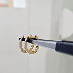 Pendientes de Aro con Diamantes Cultivados en Laboratorio de 0.20ct, Oro Amarillo Sólido de 14K, Aros Colgantes de Diamantes de 105mm, Joyería Minimalista para Uso Diario y Fiestas, Regalo - Product Image 1