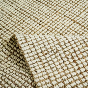 Alfombra Moderna Abstracta Hecha a Mano con Yute, Tejido Plano Texturizado en Beige Natural para Sala de Estar y Dormitorio - Product Image 6