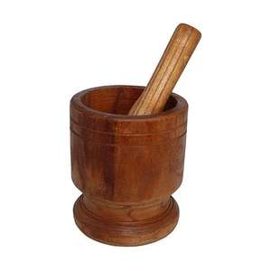 Mortier et pilon en bois massif de 7 pouces, écologique, pour herbes et épices - Product Image 3