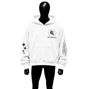 Sudadera con Capucha Blanca Extra Grande, Estilo Desgastado, para Uso Diario, Casual, Moda Urbana, Estilo Moderno, Diseño Minimalista, Estilo Relajado - Product Image 1