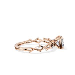 Anillo de compromiso de oro de 14 quilates con diamante talla princesa para mujer, engaste de púas, estilo floral - Product Image 5