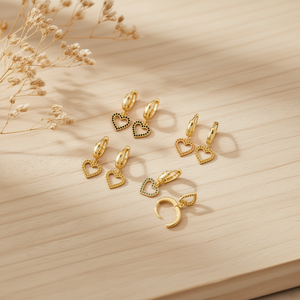 Orecchini a Forma di Cuore in Acciaio Inossidabile Zi Gold, Set da 12 Pezzi, Gioielli alla Moda - Product Image 3