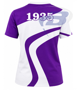 Camiseta de Mujer de la Hermandad NCNW, con Estampado Geométrico Morado y Blanco, Manga Corta, Corte Regular, 100% Algodón Transpirable, con Letras Griegas - Product Image 2