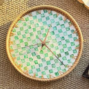 Luxury design hand-made <b>rattan</b> watch clock home wall decoration natural weave fiber clocks - Product Image 3