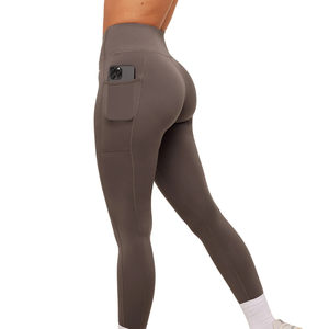 Leggings Deportivos de Cintura Alta con Logotipo Personalizado y Bolsillos para Mujer, Pantalones de Yoga Deportivos Resistentes a las Sentadillas, Ropa Deportiva Ajustada de Spandex - Product Image 3
