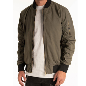 Wholesale Custom <b>Long</b> Sleeves <b>Mens</b> Zip up Bomber <b>Jackets</b> 100% Nylon Solid Color Stand Collar Regular Fit Front Logo - Product Image 4