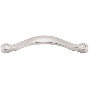 Poignée de meuble moderne en laiton, design incurvé, quincaillerie durable, finition nickel satiné pour armoire, commode, poignée de porte - Product Image 4