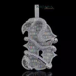 Colgante de Esqueleto con Moissanita, Chapado en Oro de 18K, Plata 925, Amuleto de Lujo Estilo Hip Hop para Uso Unisex en Fiestas - Product Image 1