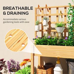 "Garden Supplies Wooden Raised <b>Planter</b> Bed with Trellis & Storage Shelf for <b>Vegetables</b> Flowers & Herbs" - Product Image 6
