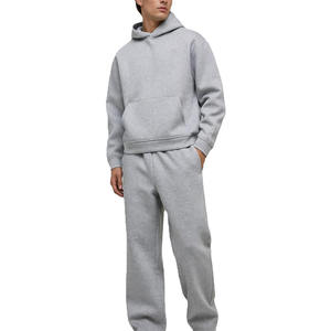 Unisex Gray Hooded Tracksuit <b>Set</b> Full Sleeve Solid Color Lightweight Reversible Polyester/Cotton Casual Sweatshirt <b>Joggers</b> Side - Product Image 4