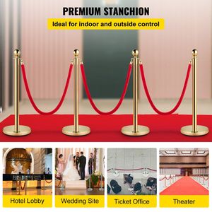 4 Postes Dorados con Cuerda de Terciopelo Rojo de 38 Pulgadas, Barreras de Control de Multitudes para Fiestas y Eventos - Product Image 2