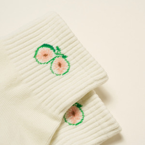 <b>Custom</b> Logo Ankle <b>Socks</b> With Peach Print Anti Slip <b>Grip</b> For Yoga Kids Cotton Knitted Summer Style - Product Image 2