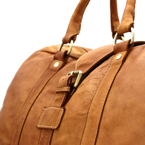 กระเป๋าทรงดัฟเฟิลกลางแจ้งทำด้วยมือทำจากหนังสำหรับผู้ชายกระเป๋าเดินทางสำหรับออกนอกสถานที่น้ำหนักเบาและทนทาน - Product Image 4