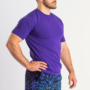 T-shirt pour homme, coupe slim, col rond, manches courtes, couleur unie, tricoté, décontracté - Product Image 3