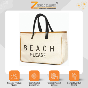 Custom Logo Possible Highest Selling Eco-Friendly Canvas Tote <b>Bag</b> <b>Large</b> Size Hand Carry Shopping <b>Bag</b> for Beach Use from India - Product Image 2