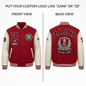 Premium 600 GSM Wool Blend <b>Waterproof</b> Windproof Varsity <b>Jacket</b> Genuine Leather Sleeves Custom Embroidered Chenille Patches <b>Red</b> - Product Image 1