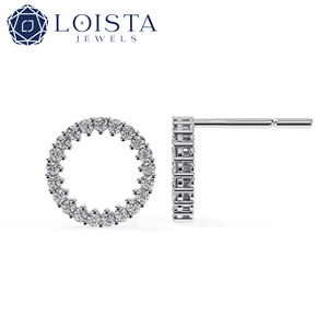 Pendientes de Aro con Diamantes LOISTA, Corte Brillante Redondo, Color G, Oro Blanco Natural, Clásicos para Mujer, Certificados por GIA - Product Image 1