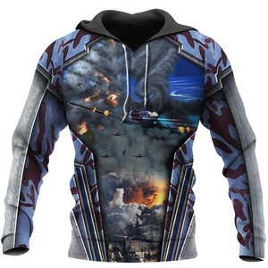 Sudadera con Capucha de Manga Larga Unisex, con Estampado de Camuflaje Sublimado en 3D, 100% Algodón, Forro Polar, Resistente al Viento, Transpirable, con Diseño Divertido de Avión de Combate - Product Image 1