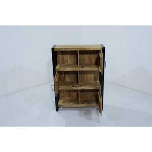 Mueble de Salón Rústico de Madera Reciclada, Librería Industrial con Estructura de Hierro - Product Image 3