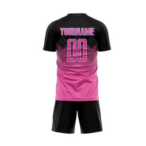 Custom Sublimated Soccer Jersey Set <b>Pink</b> Black Gradient Crew Neck Short Sleeve Moisture Wicking Unisex Adult Apparel Plus Size - Product Image 2