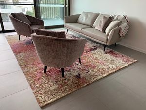Tapis de prière moderne géométrique en laine et soie noué à la main, à poils longs, lavable, extra épais, pour salle à manger et maison - Product Image 4